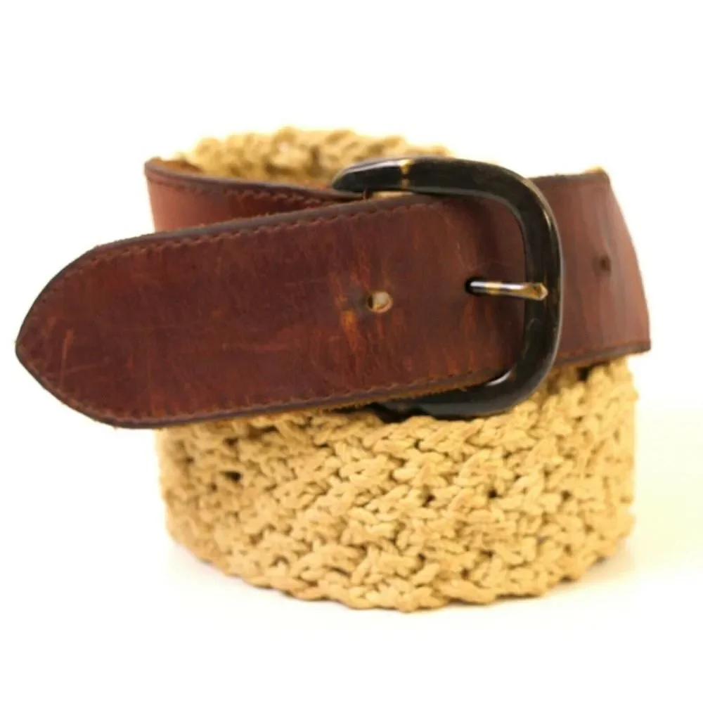 VTG CORD BRAIDED BRAWN GENUINE LEATHER 1 3/4